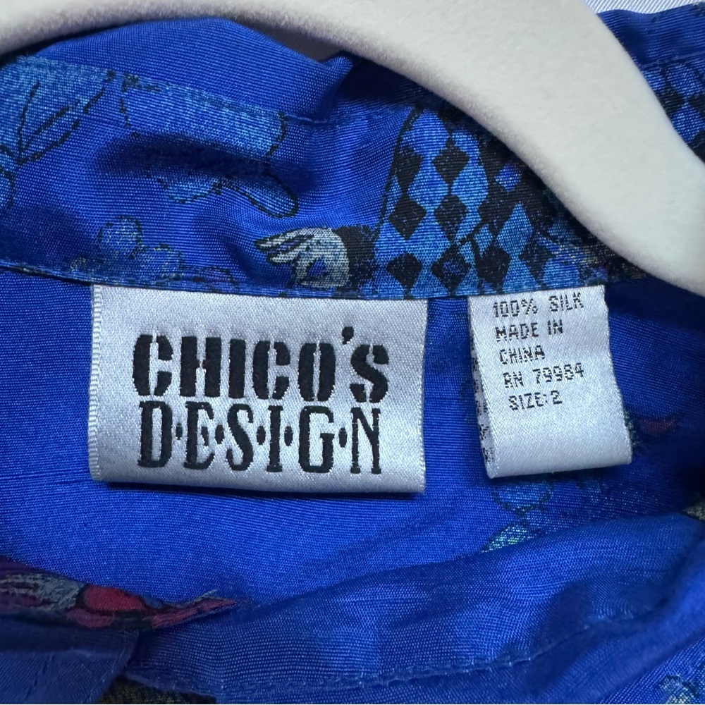 Chico's Design‎ VTG Button-up Blouse Women Size Large Asian-Inspired 100% Silk - Picture 10 of 13